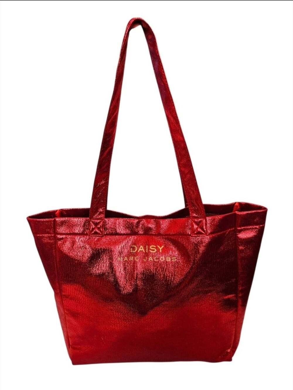 Marc Jacobs Daisy Red Metallic Tote Shopping Bag
